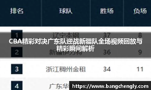 CBA精彩对决广东队迎战新疆队全场视频回放与精彩瞬间解析